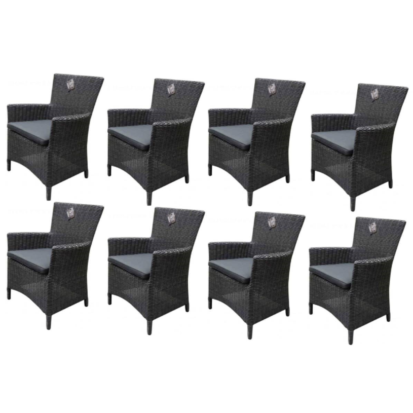 AVH-Collectie Capri dining tuinstoel antraciet set van 8