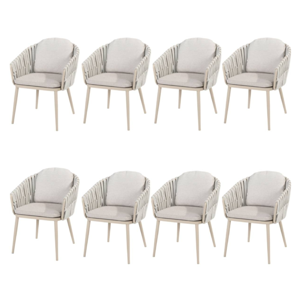 Taste 4SO Eva dining tuinstoel latte rope  set van 8