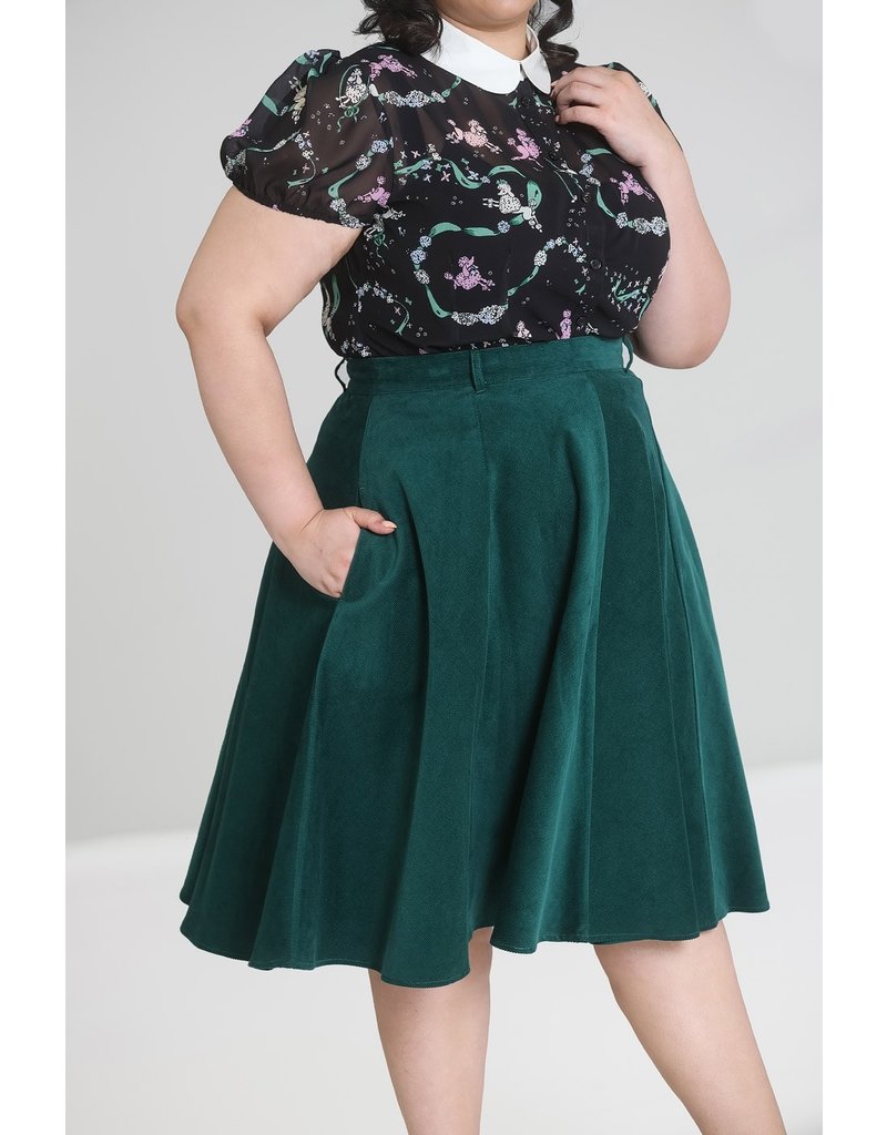 Hell Bunny SPECIAL ORDER Hell Bunny Jefferson Corduroy Skirt Green