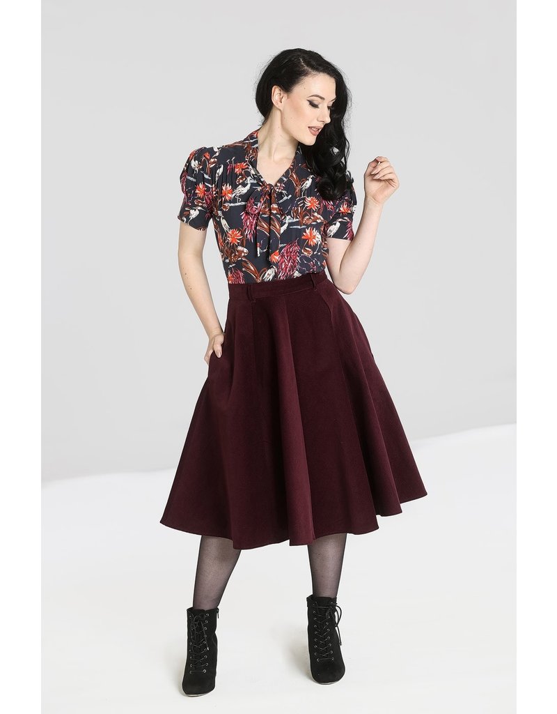 Hell Bunny SPECIAL ORDER Hell Bunny Jefferson Corduroy Skirt Wine