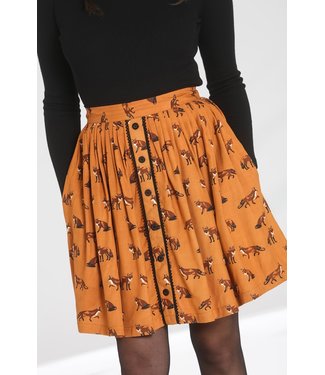 Hell Bunny SPECIAL ORDER Hell Bunny Vixey Foxy Mini Skirt Brown