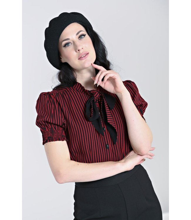 Hell Bunny Hell Bunny Striped Humbug Blouse Red