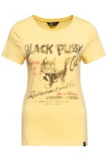 Queen Kerosin Queen Kerosin Black Pussy Cat T-Shirt Yellow