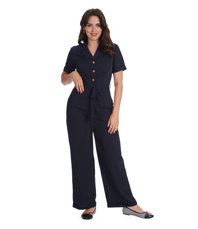 Banned Banned 1950s Pleased as Punch Jumpsuit Navy