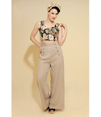 Hell Bunny Hell Bunny 1950s Caspian Swing Trousers Beige