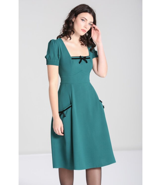 Hell Bunny SPECIAL ORDER Hell Bunny 1940s Aubrey Midi Dress Green