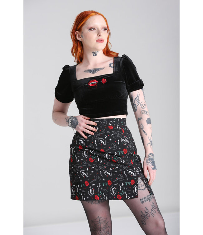 Hell Bunny SPECIAL ORDER Hell Bunny Fangs & Roses Lilith Mini Skirt