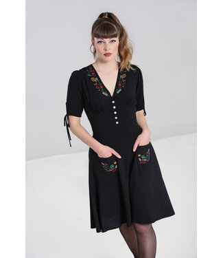 Hell Bunny Hell Bunny 1940s Olivia Folk Viscose Dress