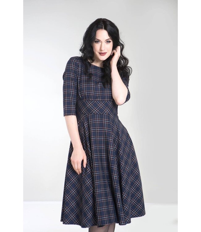 Hell Bunny 1950s Peebles Swing Dress Navy Looks like vintage