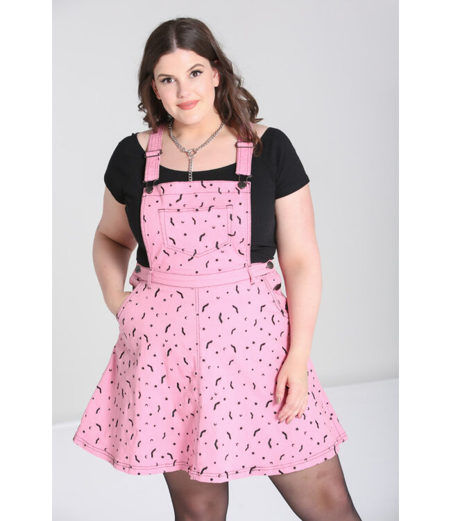 Hell Bunny SPECIAL ORDER Hell Bunny Bat Pinafore Dress Pink