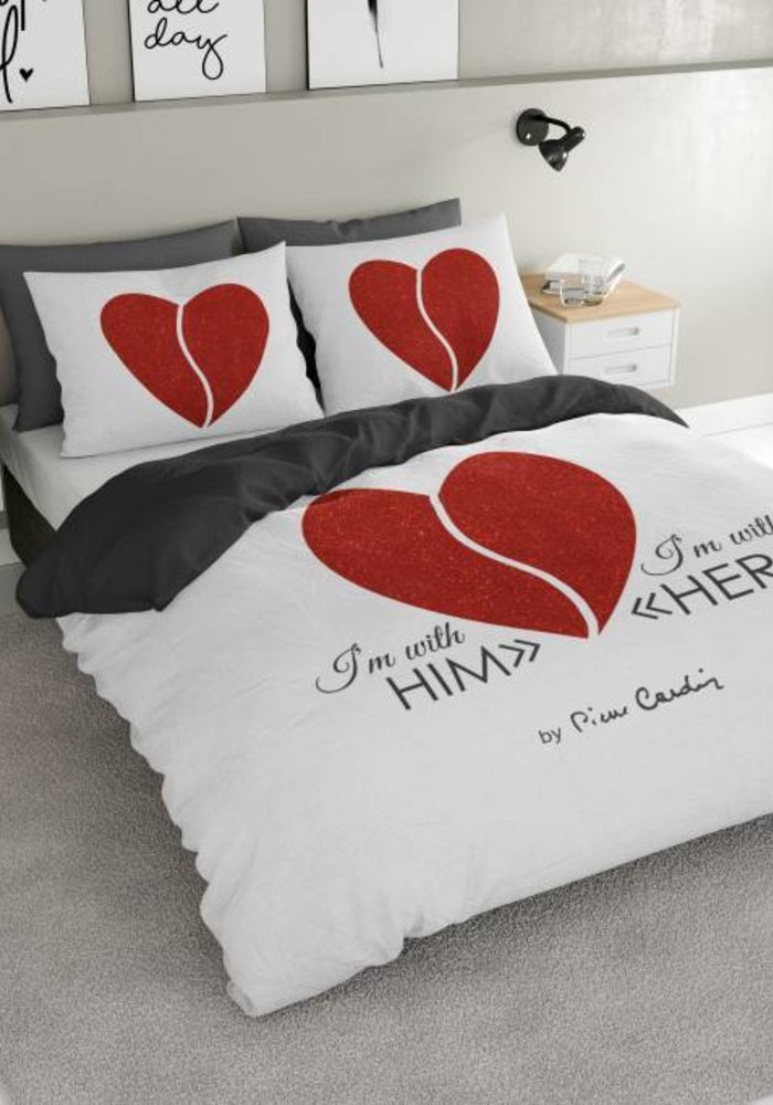 Duvet Cover Pierre Cardin Him Her White Red Ambianzz Bedding