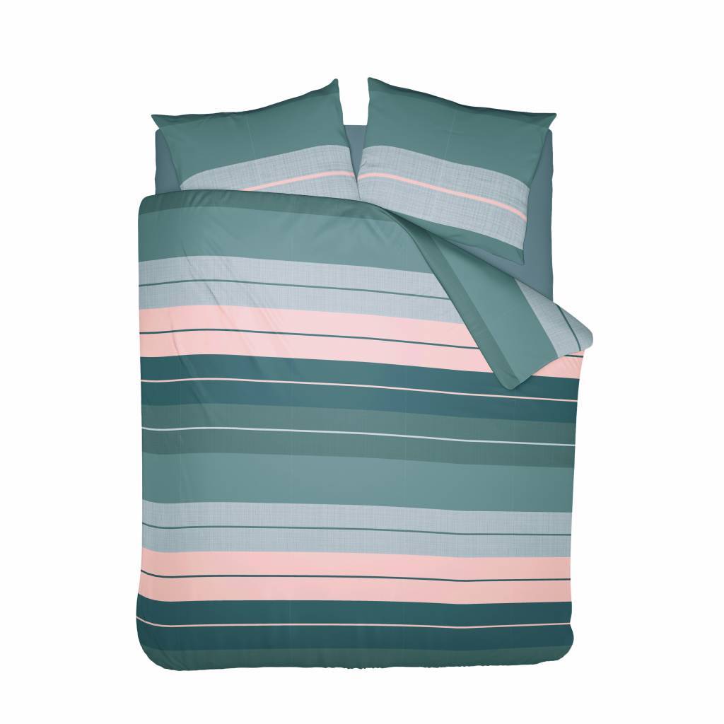 Duvet Cover Striped Linen Groen Flanel Ambianzz Bedding B V