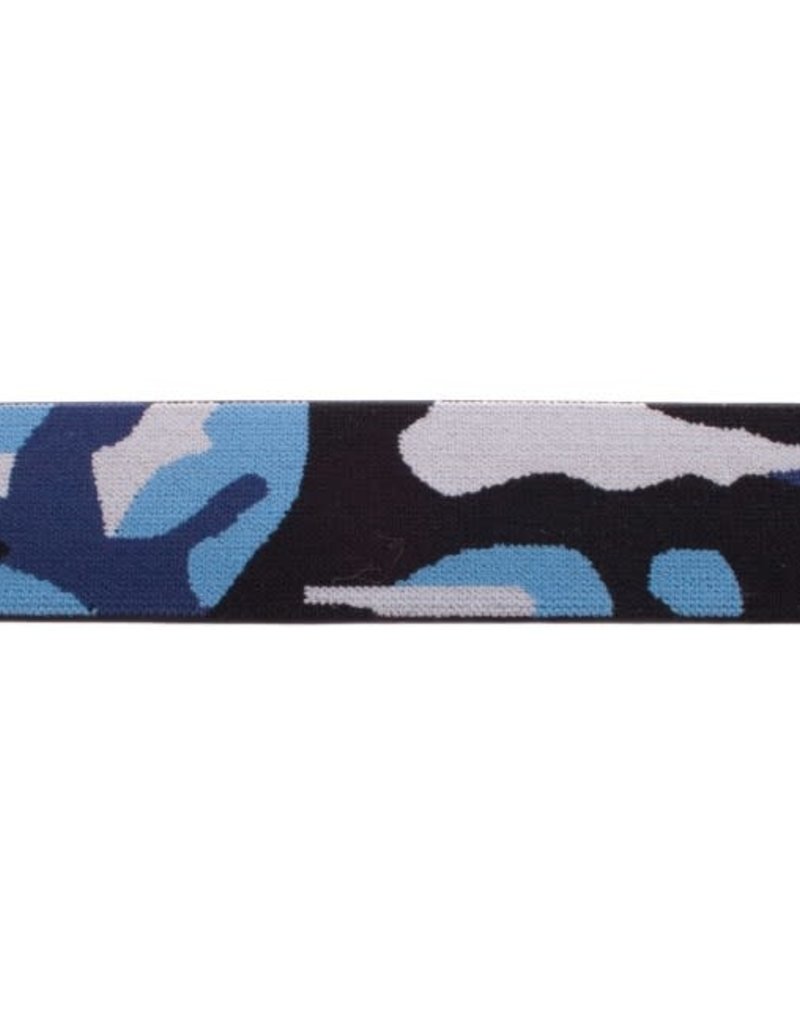 Elastiek legerprint blauw