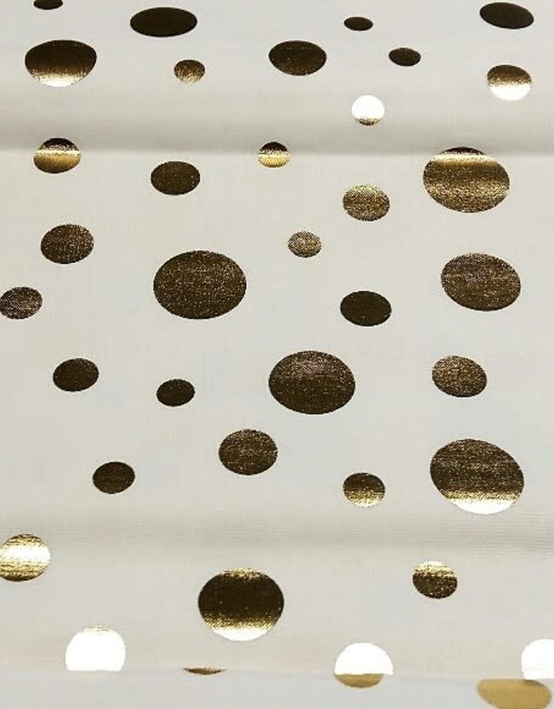 Katoen  wit met gouden dots