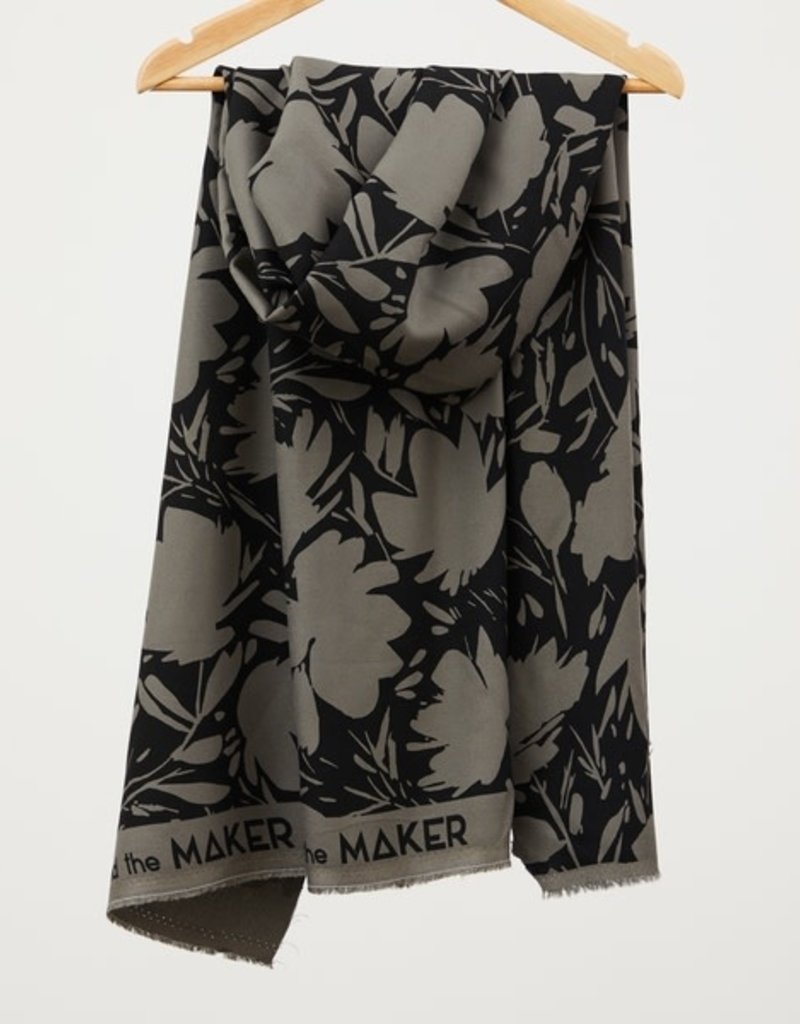 Mind the maker Floral shade crepe calm grey ecovero viscose