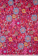 Gelamineerde katoen flower print rood