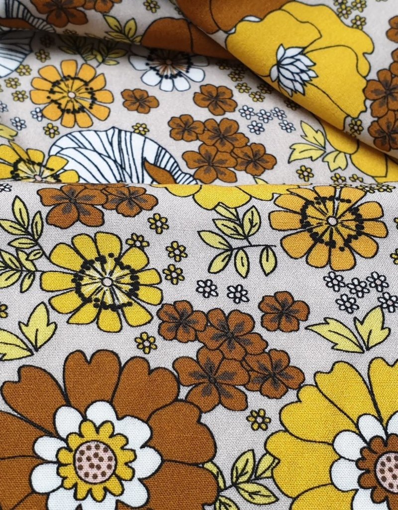 Vintage flowers yellow and brown