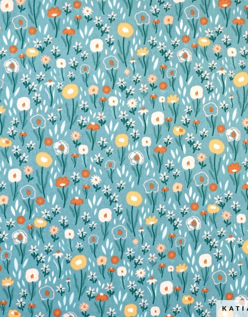 Katia fabrics Retro flowers poplin