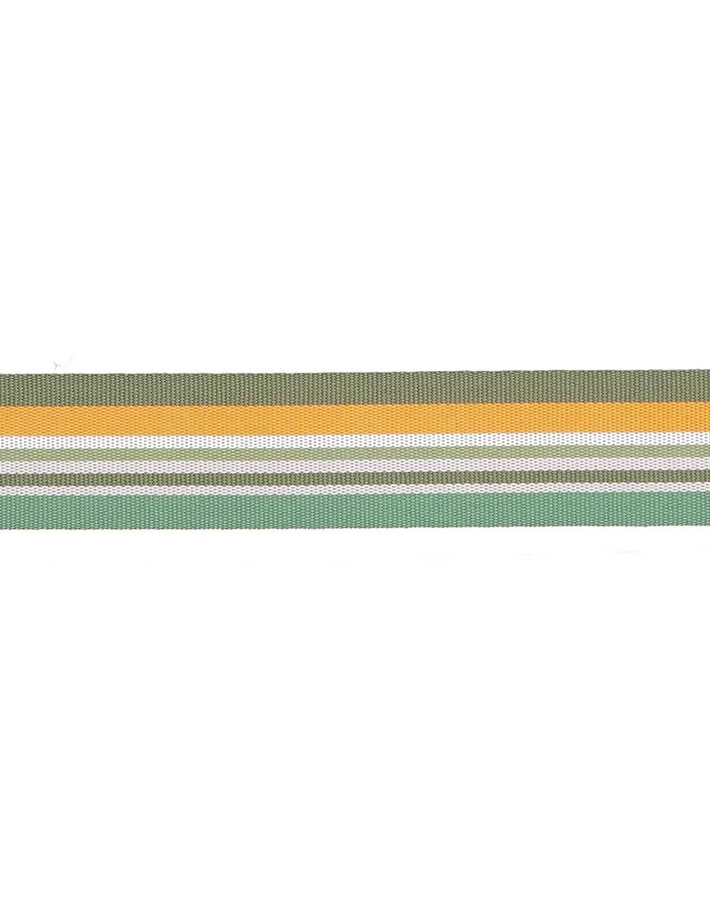 Tassenband gestreept groen/oranje 3 m
