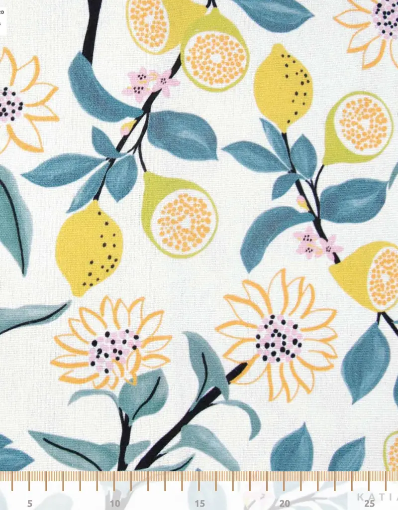 Katia fabrics Lemon and flowers