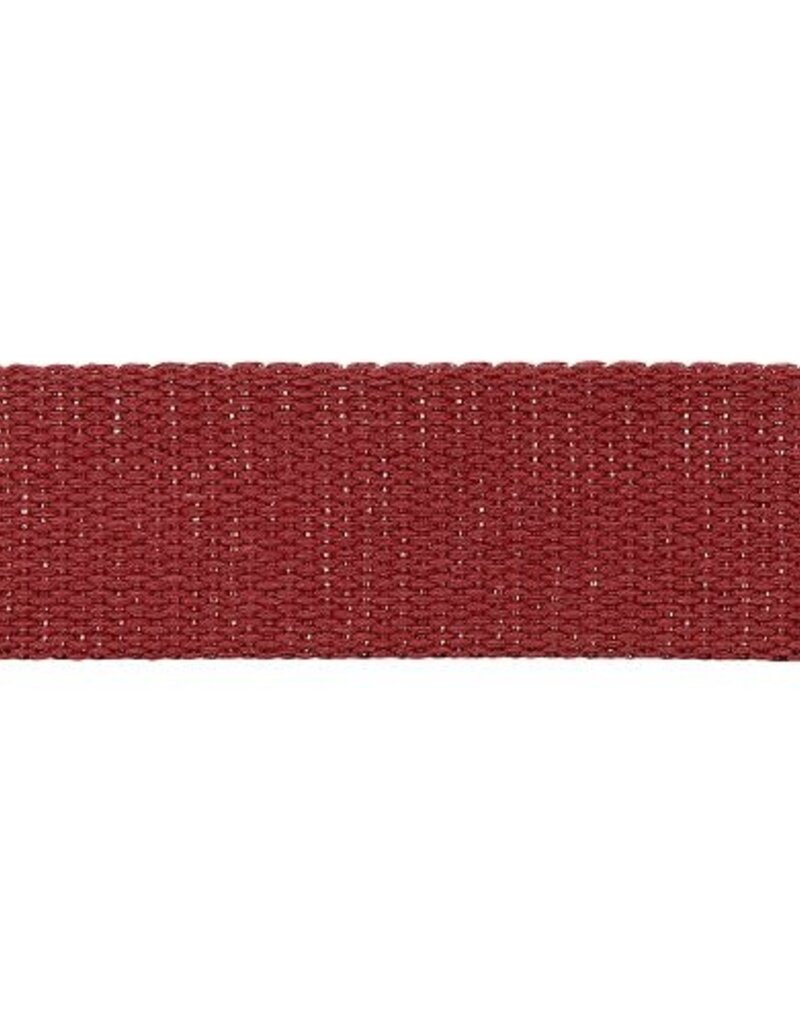 Tassenband glitter  30 mm donker rood