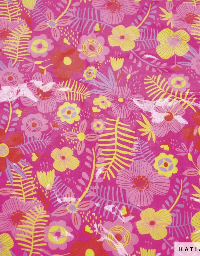 Katia fabrics Gelamineerde katoen tropical fuschia