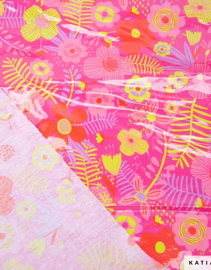 Katia fabrics Gelamineerde katoen tropical fuschia