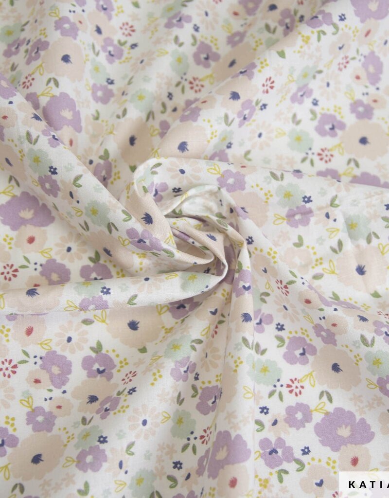 Katia fabrics Poplin lilac flowers