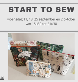 Start to sew : woensdag 11, 18 en 25 september en 2 oktober van 18u30 tot 21u30