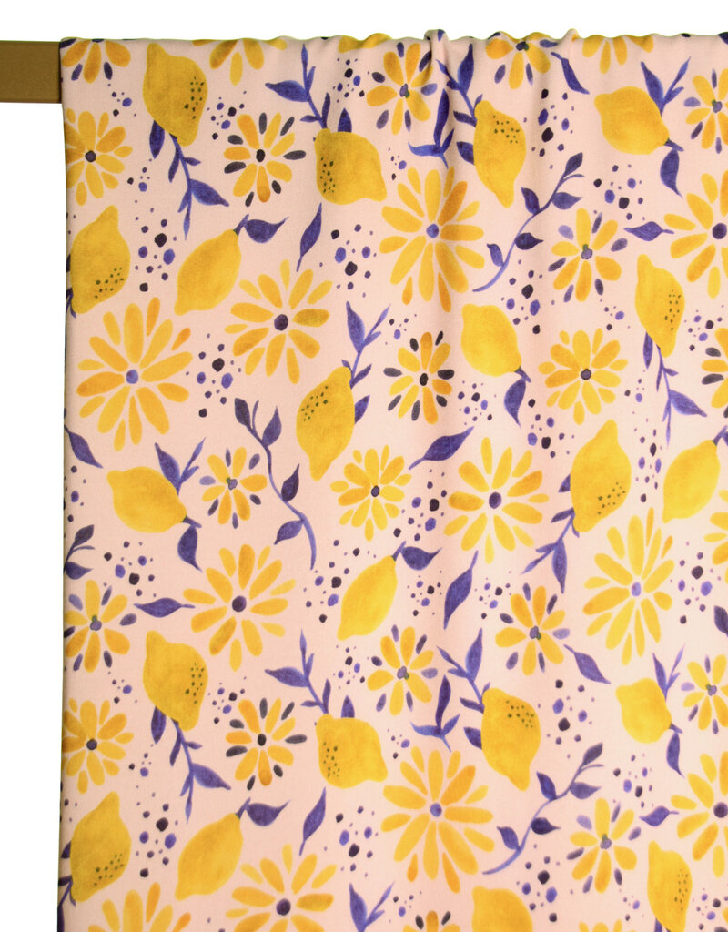 Atelier Jupe Zacht roze viscose met citroentjes
