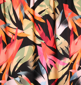 Atelier Jupe Zwarte viscose met kleurrijke bladeren