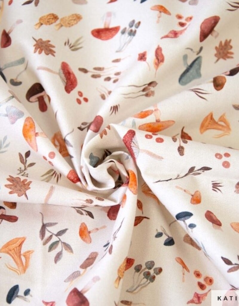 Katia fabrics Katoen met paddenstoelen