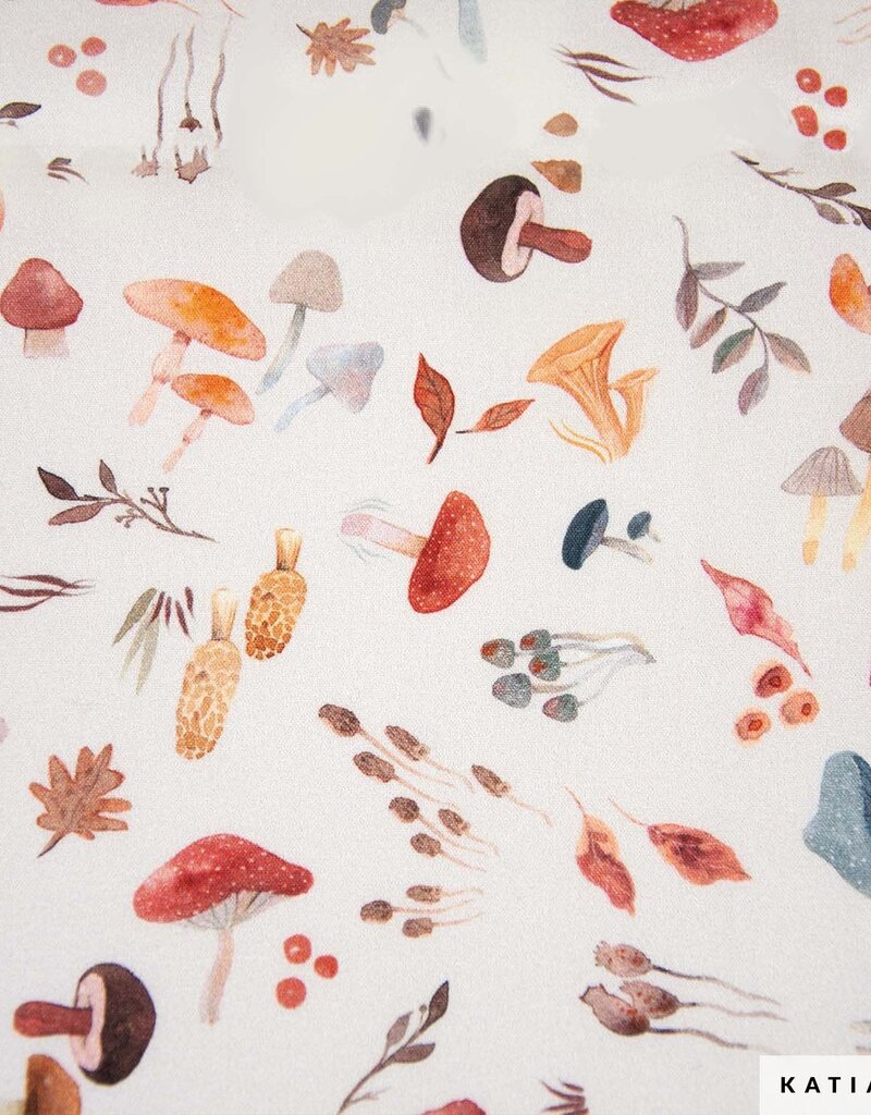 Katia fabrics Katoen met paddenstoelen