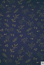 Katia fabrics Gold and navy leaves