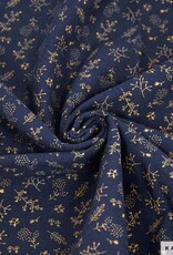 Katia fabrics Gold and navy leaves