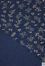 Katia fabrics Gold and navy leaves