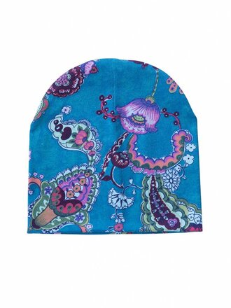 Petrol Paisley / newborn beanie / mutsje
