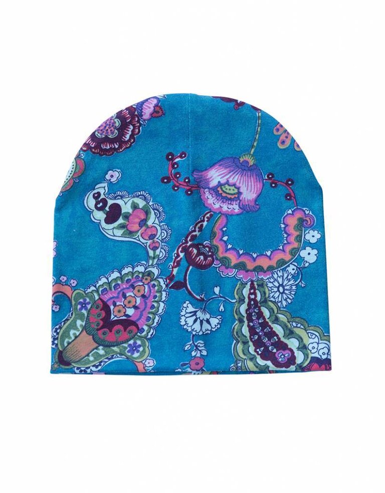 tinymoon Petrol Paisley / newborn beanie / mutsje