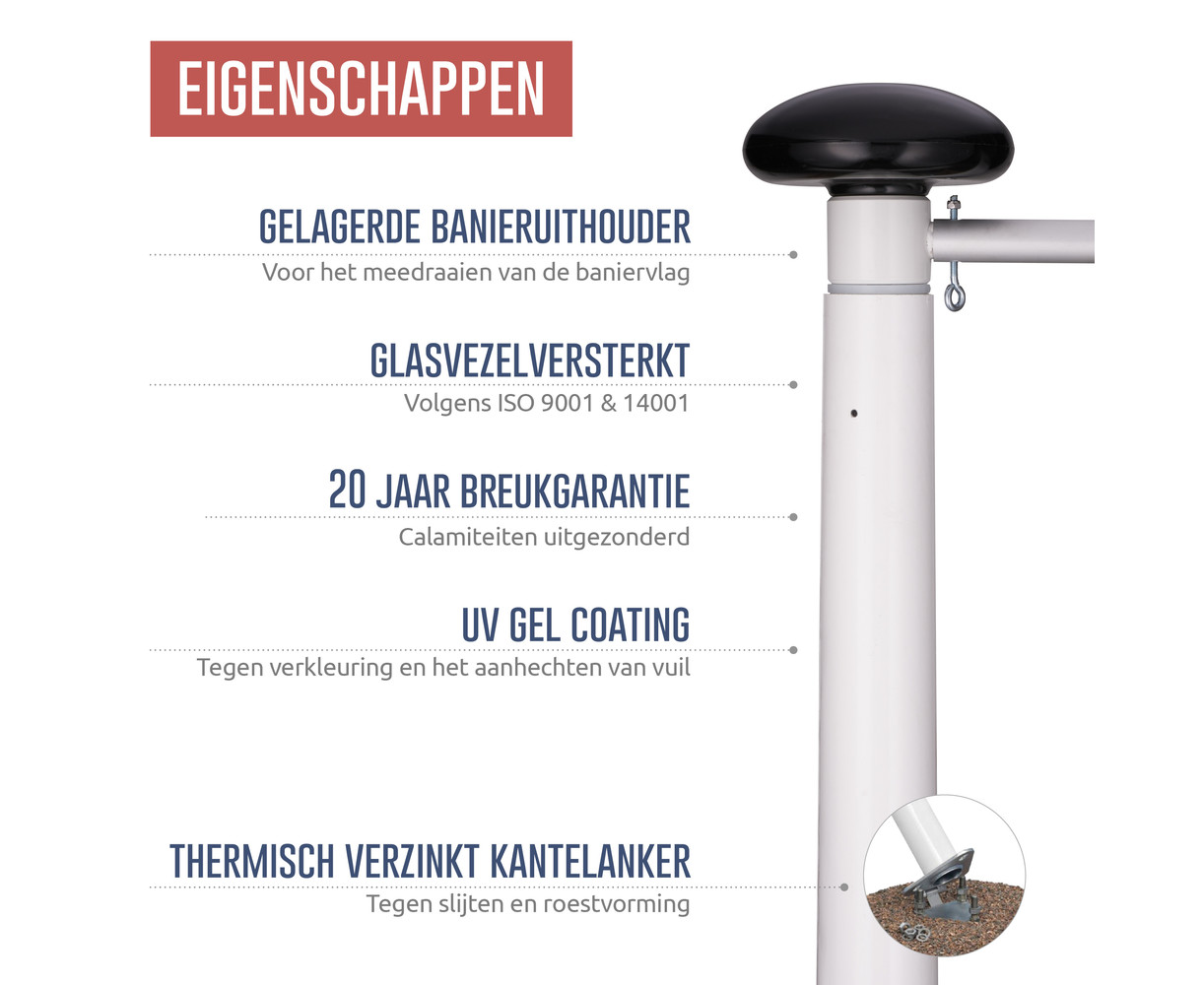 Polyester baniermast 10 meter