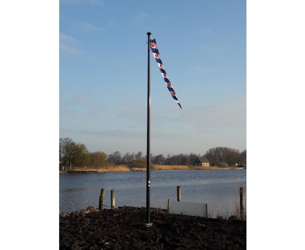 Polyester vlaggenmast conisch 8 meter zwart