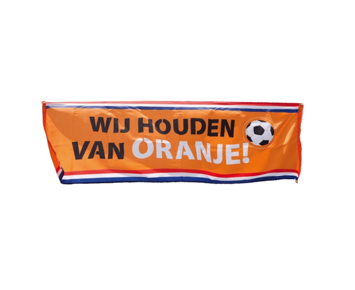Spandoek Wij houden van Oranje 74x220cm
