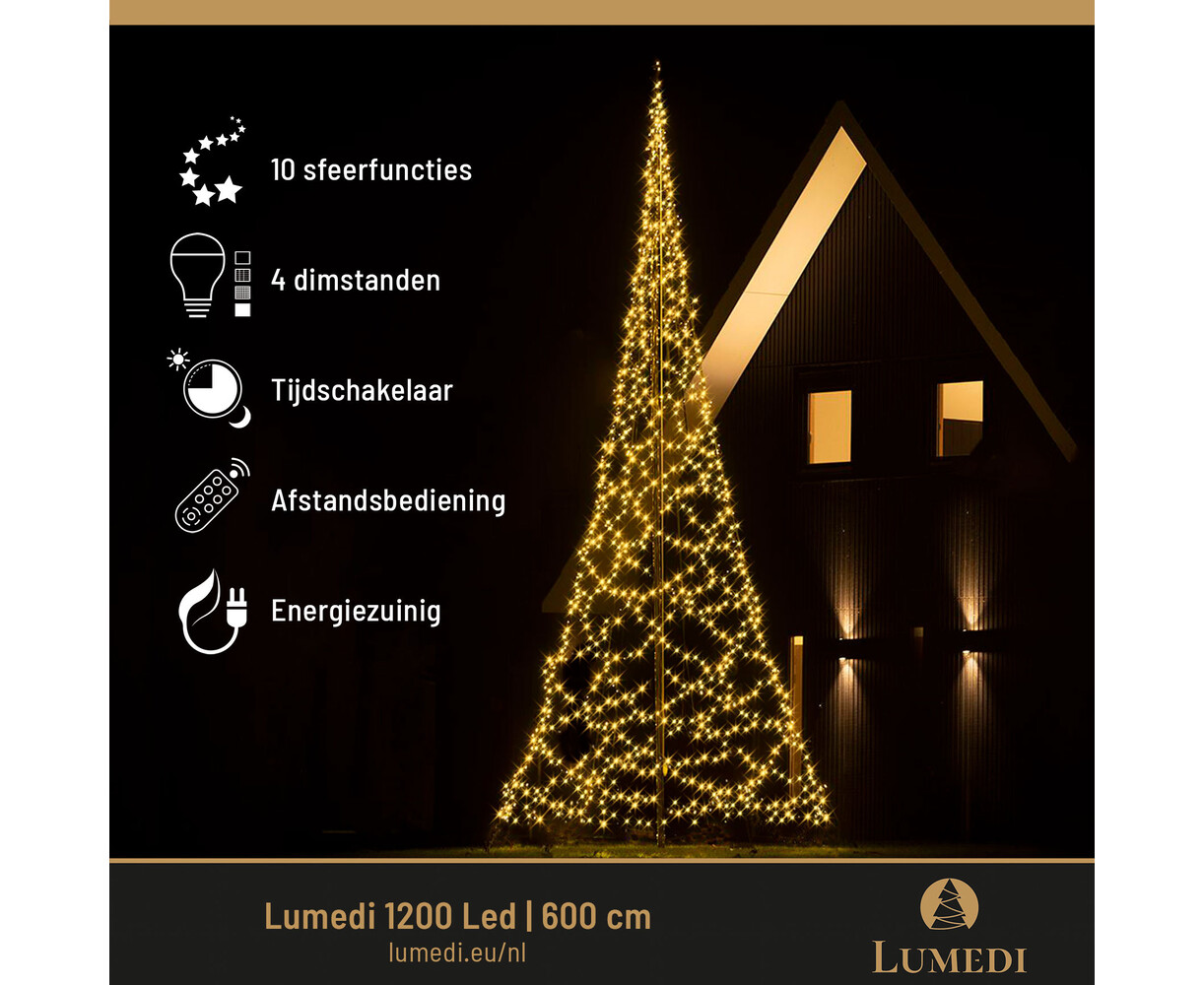 Aluminium vlaggenmast 60mmØ 6 meter + kerstverlichting