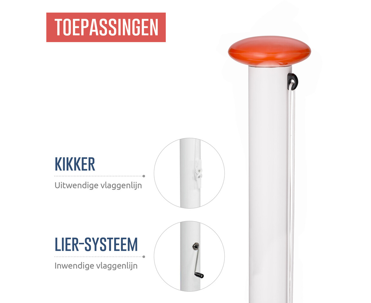 Aluminium vlaggenmast cilindrisch 8 meter ø90mm