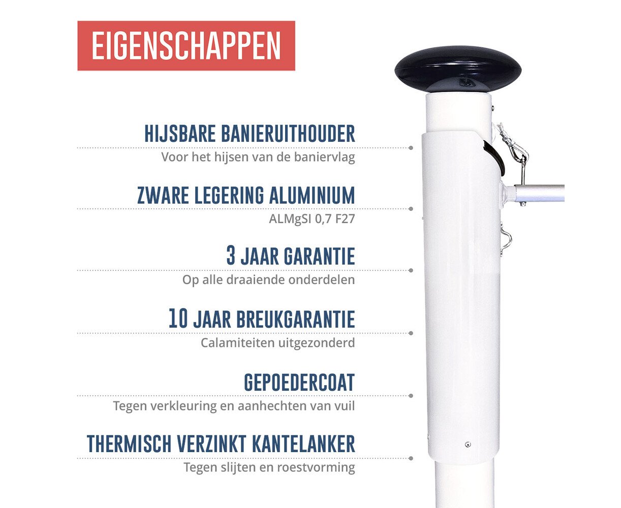 Premium hijsbare baniermast 6 meter