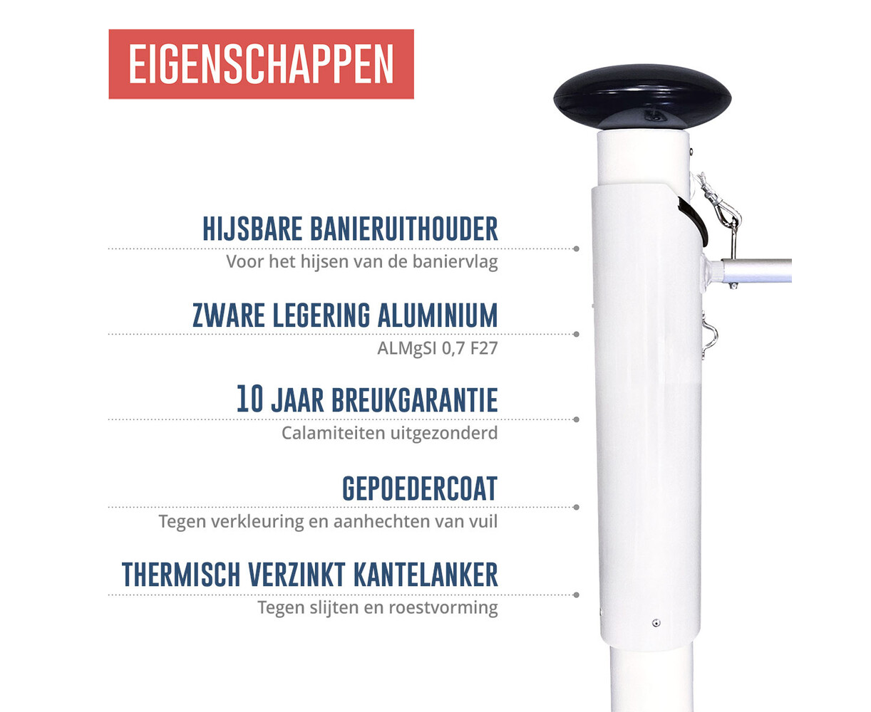 Premium Hijsbare Baniermast 6-9 Meter