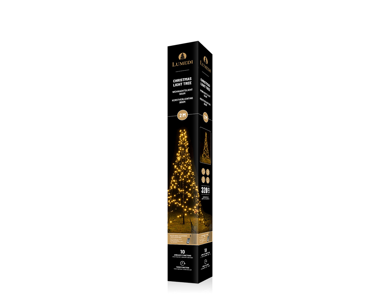 Lumedi 320 LED vlaggenmast kerstboom (op batterijen)