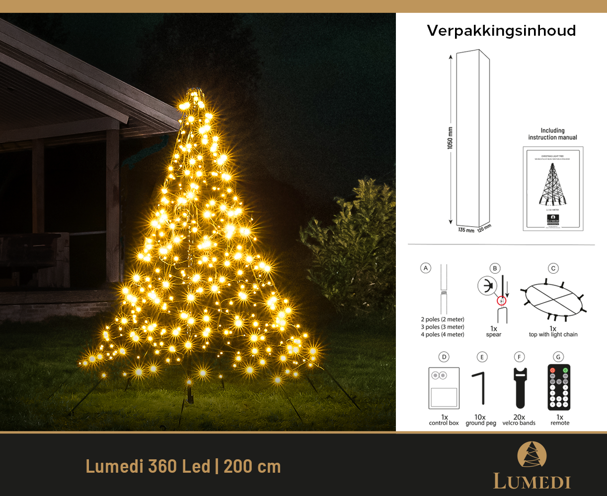 Lumedi 360 LED vlaggenmast kerstboom