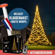 Aluminium vlaggenmast 6-7 meter + kerstverlichting Aluminium vlaggenmast 6-7 meter + kerstverlichting