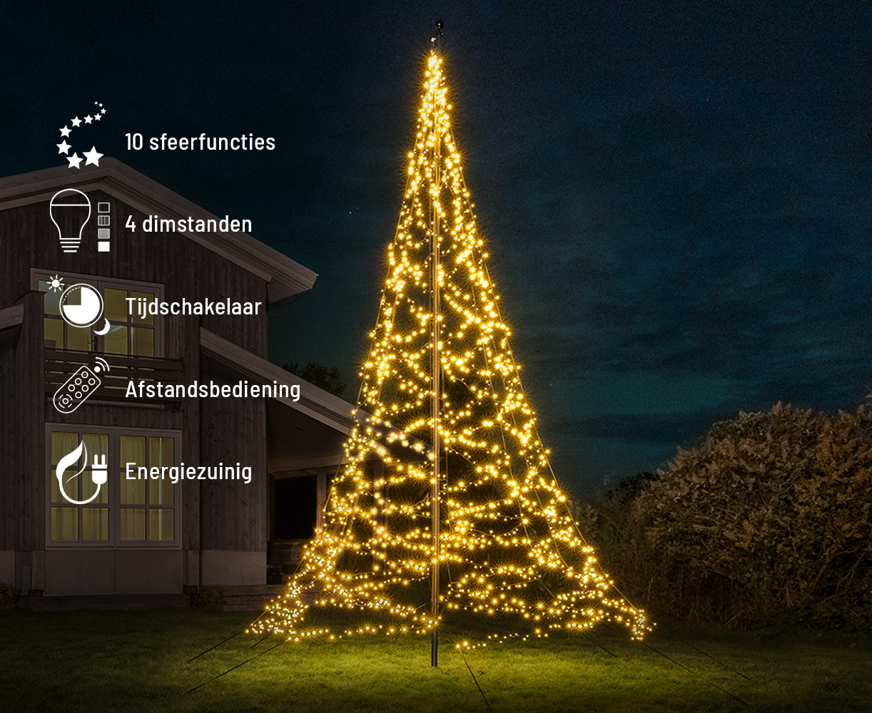 Aluminium vlaggenmast 6-7 meter + kerstverlichting