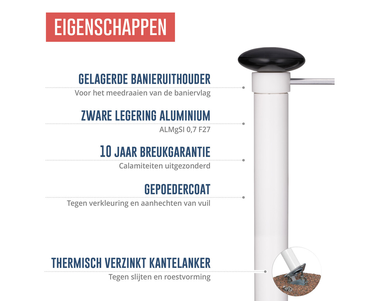 Aluminium baniermast 90mmØ 6 Meter